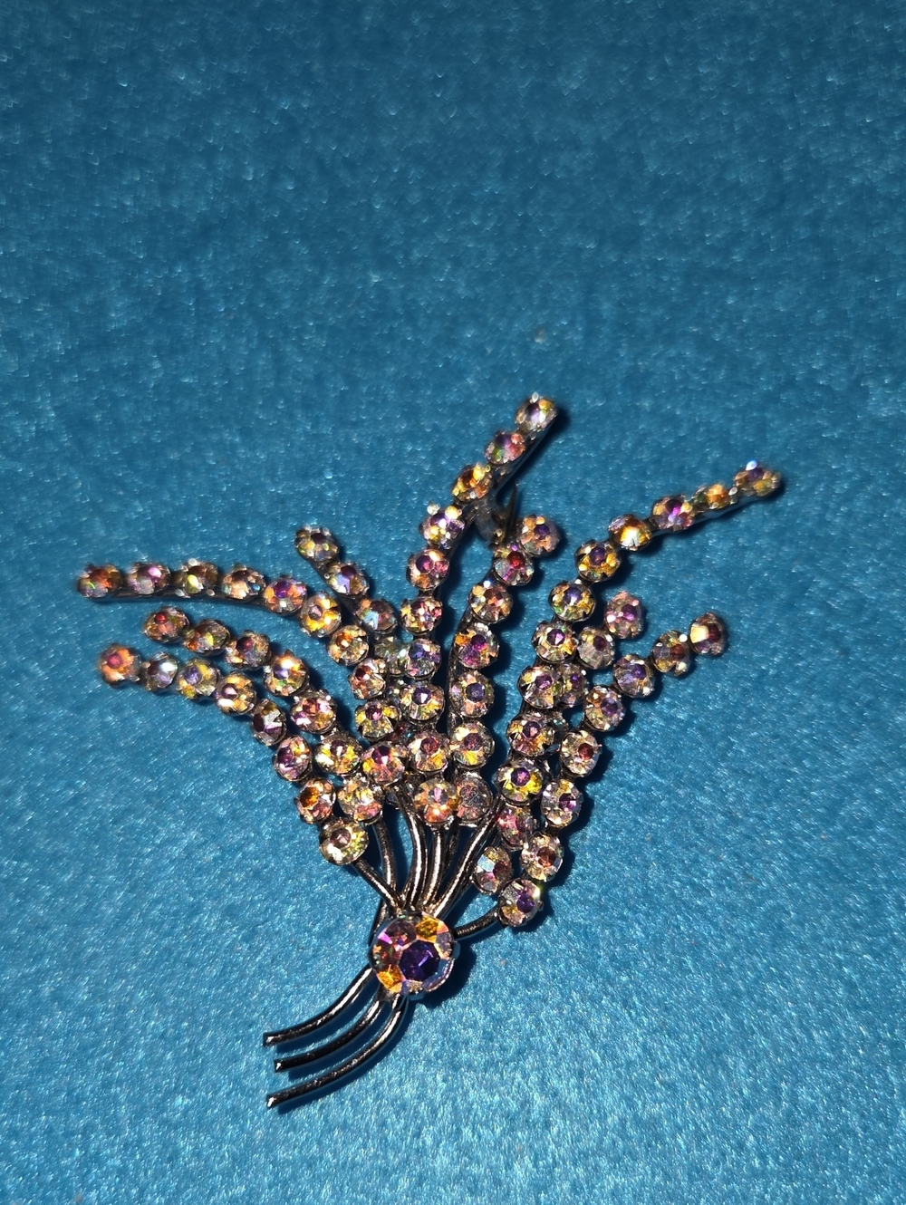 Vintage Spray AB Rhinestones Brooch Pin